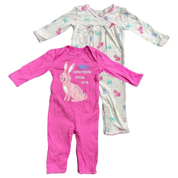 Carter's Bunny Cotton Coveralls 2 Pack - 6 Months - Picture 1 of 4